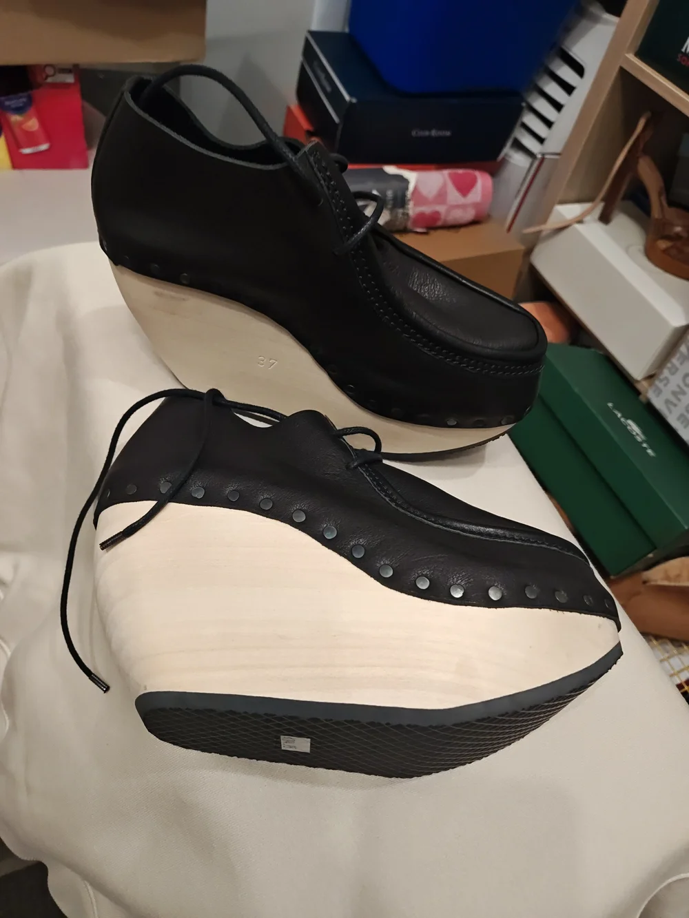 Black Platform Lace-Up Women's Shoes 37